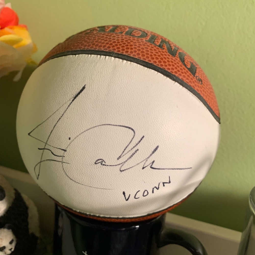 Mini basketball signed by Jim Calhoun
